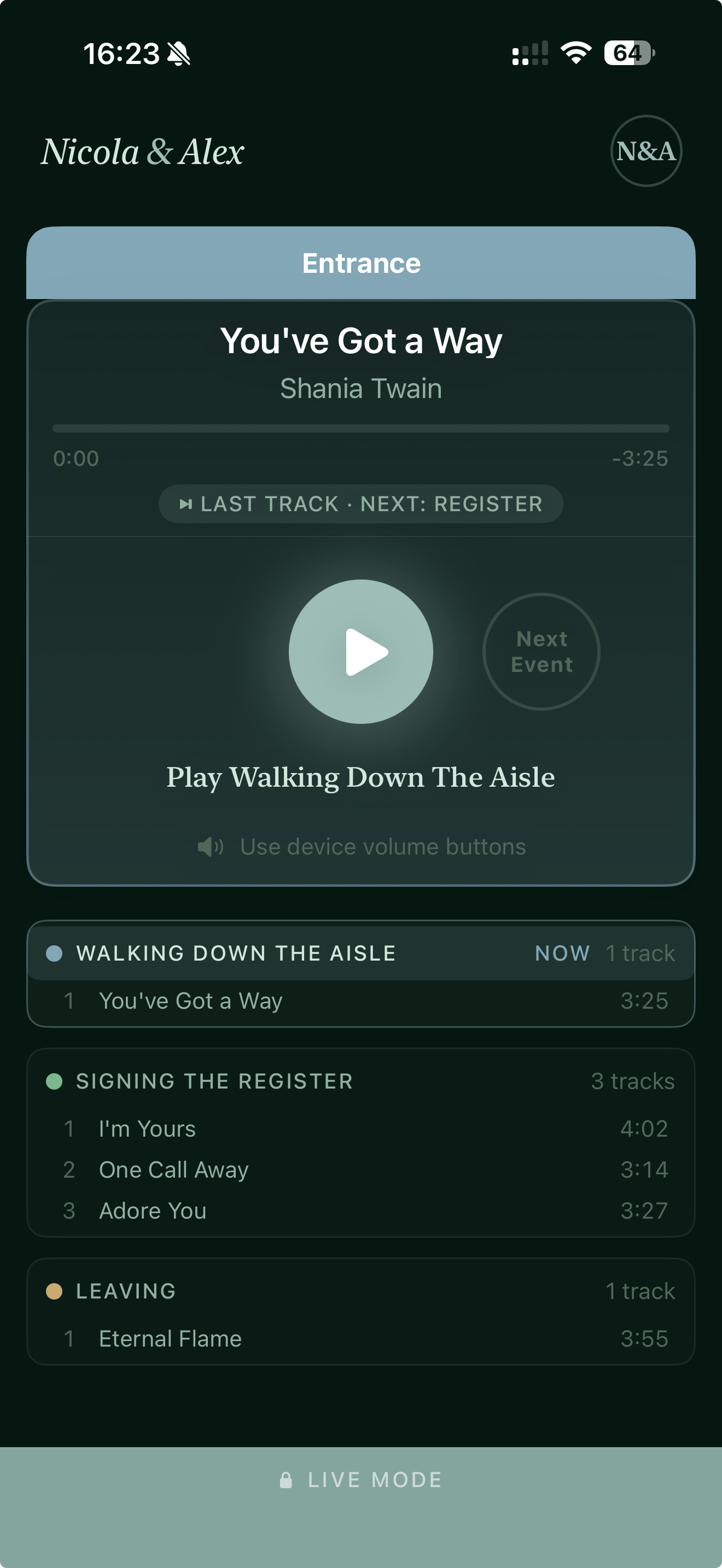 WeddingPlayer Operator Mode